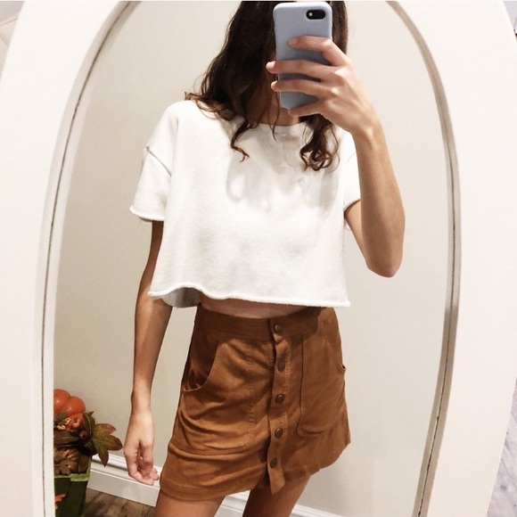 melville Dresses & Skirts - Brown  Button Front Faux Suede Mini Skirt